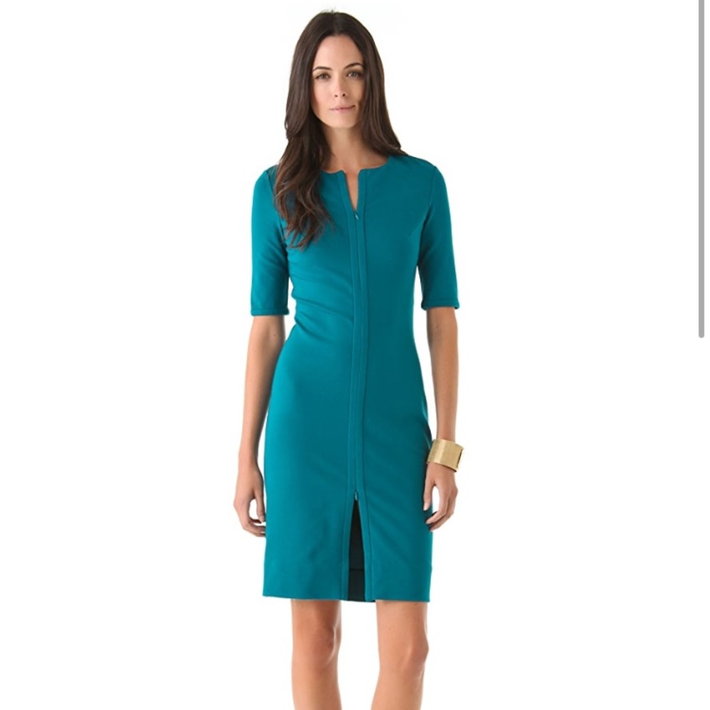 DVF Saturn zip dress in Turkish teal - size 8